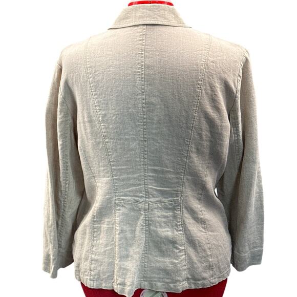 Coldwater Creek Oatmeal Tan Linen Blazer Jacket Women 14 - Picture 3 of 8